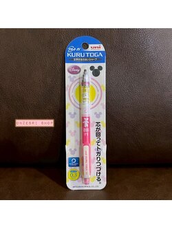 ดินสอกด Kurutoga ลาย Disney - Minnie Mouse แท่งสีชมพูขาว หัว 0.3 แบรนด์นี้ขึ้นชื่อด้านมีระบบเหลาไส้เองในตัวดินสอ ทำให้เวลาเขียนเส้นจะคมชัดตลอด