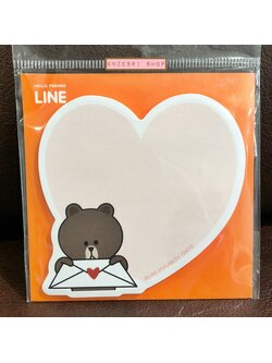 LINE FRIENDS Sticky Memo from Japan กระดาษโน้ตมีกาวลายหมี Brown หัวใจ ขนาด 9 x 8 ซม. มี 20 แผ่น