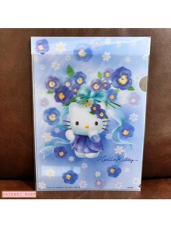 แฟ้ม A4 Hello Kitty 3D (Limited) สีฟ้า แบรนด์ Sailor Japan ด้านหน้าเป็นแบบพลาสติกแข็ง 3 มิติ