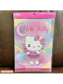 แฟ้ม A4 Hello Kitty วิ้ง ๆ สีชมพูม่วง แยกใส่เอกสารได้ 3 ช่อง มีขายเฉพาะที่ Universal Studios Japan เท่านั้น