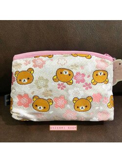 กระเป๋าผ้าญี่ปุ่นลาย Rilakkuma สีออกชมพูทอง แบบ Japan Limited ขนาด 16 x 10 x 5 ซม.