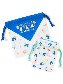 เซ็ตกระเป๋าผ้ารูดเชือก ลาย Tuxedo Sam Tennis มี 2 ใบในเซ็ต ขนาด 23 x 0.2 x 20 ซม. / 12.5 x 0.2 x 16 ซม.