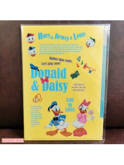 แฟ้ม Vintage Donald & Daisy สีเหลือง แยกใส่เอกสารได้ 5 ช่อง