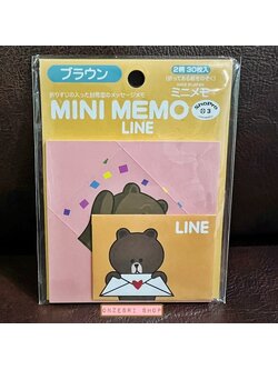 เซ็ตกระดาษจดหมายแบบมินิ LINE FRIENDS Mini Memo Vol.2 ลายหมี Brown ชมพูส้ม กระดาษพับเป็นซองได้ มี 2 ลาย รวม 30 แผ่น พร้อมสติกเกอร์ 30 ดวง ขนาดแพ็คเกจ 9.3 x 12 ซม.