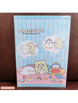 แฟ้ม A4 Marumofubiyori หมีผ้าห่มจาก Sanrio ลายสีฟ้า