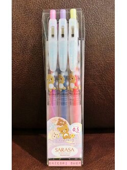 Set ปากกา Zebra Sarasa Clip Marble Color จากญี่ปุ่น ลาย Rilakkuma - Chairoikoguma Dandelions and Twin Hamsters แบบรวม 3 สี หัว 0.5