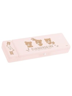กล่องใส่เครื่องเขียน Rilakkuma - Chairoikoguma and Doll Pen Case แบบสีชมพู เป็นพลาสติก ขนาด 21.5 x 7 x 3 ซม.