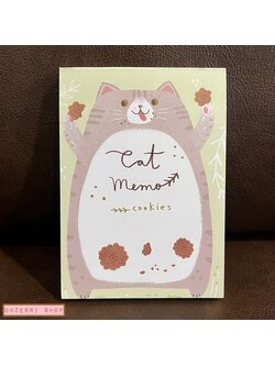 สมุดฉีก Amifa Cat Memo จากญี่ปุ่น ลายแมวเทา - Cookies ขนาด 13 x 9.5 ซม. มี 70 แผ่น (แผ่นด้านหลังไม่ค่อยสวย เป็นมาตั้งแต่แรก ไม่มีผลกับกระดาษด้านใน)