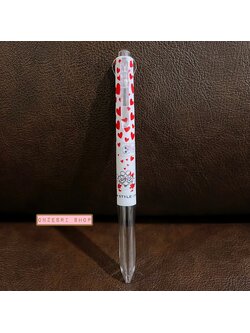 ปลอกปากกา Uni Style Fit ใส่หมึกได้ 4 ไส้ ลาย Mickey & Minnie หัวใจ สีขาวแดง