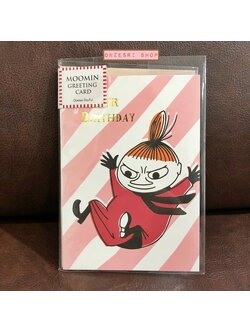 Moomin Pop Up Birthday Card From Japan การ์ดอวยพรวันเกิดลาย Little My สีชมพูลายทาง ขนาด 14 x 10 ซม.