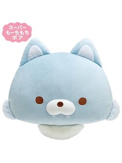 หมอน Super Mochi ใบใหญ่ Rilakkuma - Chairoikoguma Dandelions and Twin Hamsters เป็นแบบ Blue Wolf หมาป่าสีฟ้า ขนาด 29 x 38 x 13 ซม.