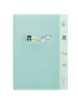 แฟ้ม A4 Sanrio Hapidanbui สีฟ้า แยกใส่เอกสารได้ 5 ช่อง ตรงที่คั่นแต่ละช่อง เป็นแบบตัวการ์ตูนน่ารัก ๆ