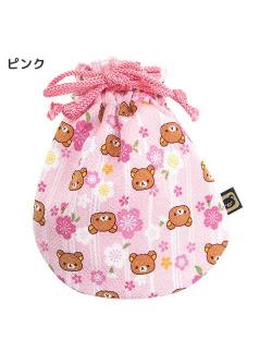 กระเป๋ารูดเชือก Rilakkuma ผ้าญี่ปุ่น สีชมพู ขนาด 15 x 18 ซม.