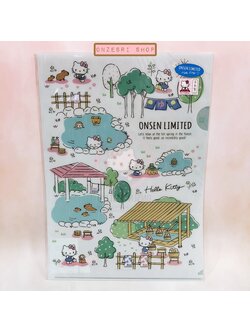 แฟ้ม A4 ลาย Hello Kitty Japan Onsen Limited แบบสีขาวเขียว