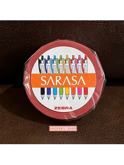 Masking Tape เทปตกแต่งจากญี่ปุ่น ลาย Zebra Sarasa (Limited) ลายปากกา ม้วนสีแดง ขนาด 1.5 ซม. x 10 ม.