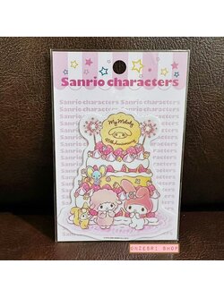 Vinyl Big Sticker ลาย My Melody 45th Anniversary แบบ My Melody & My Sweet Piano กันน้ำ กัน UV ใช้ติดสิ่งของได้ ทนมาก ขนาด 7.5 x 8.5 ซม.