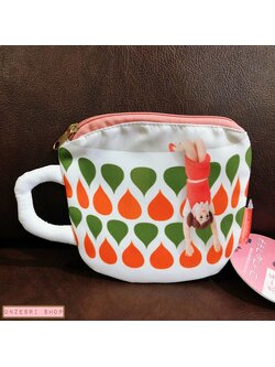 กระเป๋าใส่เหรียญ/ของเล็กน้อย สาวน้อยเกาะแก้ว Cup no Fuchiko สีส้ม ขนาดไม่รวมหูแก้ว 12 x 12 ซม.