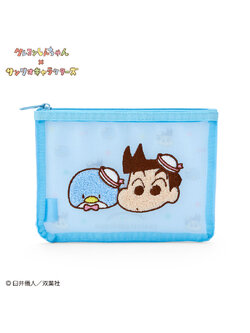 กระเป๋า Crayon Shinchan x Sanrio Characters Mesh Pouch แบบ Kazama Kun x Tuxedo Sam ขนาด 20 x 14.5 x 1 ซม.