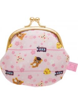 กระเป๋าปิ๊กแป๊ก Rilakkuma x Hankyu Coin Purse (Limited) สถานีรถไฟสายฮังคิว ผ้าญี่ปุ่น สีชมพู ปากปิดเปิดเป็นเหล็ก ขนาด 10.5 x 12 ซม.