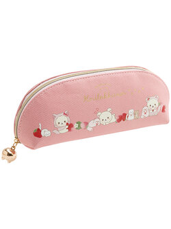 กระเป๋า Korilakkuma & Strawberry Cat Pen Case แบบยาว ใส่เครื่องเขียนได้ ขนาด 7.5 x 21 x 5 ซม.