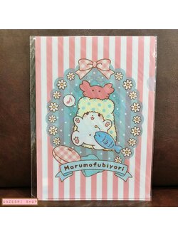 แฟ้ม A4 Marumofubiyori (Moppu) หมีผ้าห่มจาก Sanrio สีชมพูลายทาง