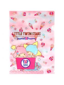 แฟ้ม A4 Sanrio x Baskin Robbins ลาย Little Twin Stars ใส่เอกสารได้ 3 ช่อง แบ่งเป็น 2 ซองเล็กด้านหน้าและ A4 ช่องสุดท้าย