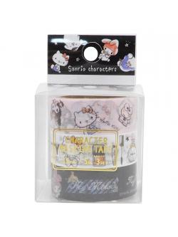 Sanrio Masking Tape เทปตกแต่งจากญี่ปุ่น ลายรวม Sanrio สีขาวดำชมพู เป็นเซ็ต 3 ม้วน ขนาด 1.5 ซม. x 5 ม.