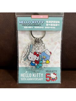 พวงกุญแจอะคริลิค Hello Kitty 50th Anniversary ตัวห้อย 4 ตัว แบบ Hello Kitty & Hangyodon & Tuxedo Sam ขนาดตัวละประมาณ 4 x 4 x 0.3 ซม.