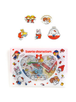 Sticker รวม Sanrio ยุค 70 ขนาด 11 x 7.2 x 0.4 ซม. เป็นแบบฟอยล์ทอง มีเคสใส่ สีขาว รวม 45 ชิ้น