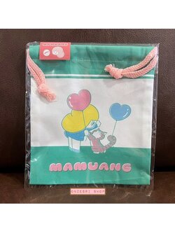 ถุงผ้ารูดเชือก SWEET MAMUANG (มะม่วงจัง) ของแท้จากญี่ปุ่น ขนาด 16 x 18 ซม. แบบ Balloon