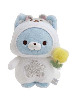 ตุ๊กตา Rilakkuma - Chairoikoguma Dandelions and Twin Hamsters แบบ Blue Wolf หมาป่าสีฟ้า ขนาด 16 x 13.5 x 8 ซม.