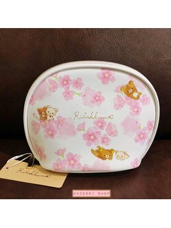 กระเป๋า Rilakkuma Sakura Series (Limited) แบบ Round Pouch แบบลายพร้อย ขนาด 15 x 12 x 7.5 ซม. เป็นหนัง PU