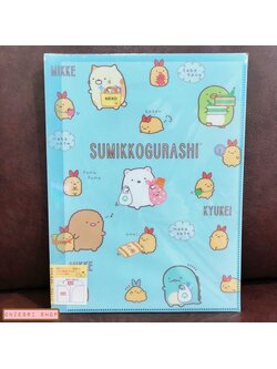 แฟ้ม A4 ลาย Sumikko Gurashi Tempura สีฟ้า ด้านในใส่เอกสารได้สองด้านซ้ายขวา เป็นแบบ pocket ใส่ได้ 10 ช่อง