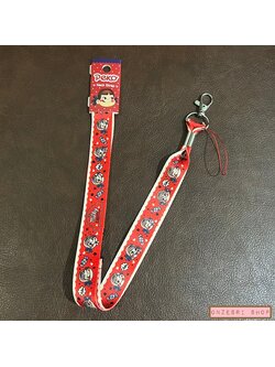 สายคล้องคอ/บัตร มีที่ห้อยมือถือตรงปลาย ลาย Fujiya Peko Milky สีแดง ขนาดสาย 90 x 2 ซม.