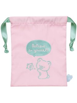 กระเป๋ารูดเชือก Rilakkuma's Messages สีชมพู ขนาด 22.5 x 18 ซม.