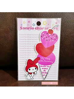 Vinyl Big Sticker ลาย My Melody 45th Anniversary แบบ Ice Cream กันน้ำ กัน UV ใช้ติดสิ่งของได้ ทนมาก ขนาด 6.2 x 11.1 ซม.