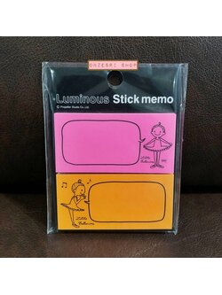 Luminous Stick Memo จากญี่ปุ่น กระดาษโน้ตมีกาวแบบสีสะท้อนแสง ลายนักบัลเล่ต์ Little Ballerina สีชมพู-ส้ม มี 2 สี ขนาดแผ่นละ 3.75 x 7.5 ซม. รวม 100 แผ่น