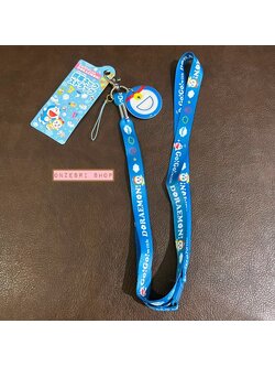 สายคล้องคอ/บัตร มีที่ห้อยมือถือตรงปลาย ลาย Go!Go! with Doraemon ขนาดสาย 100 x 1.5 ซม.