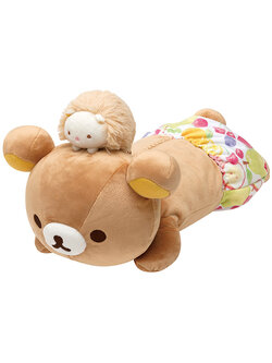 ตุ๊กตา Rilakkuma Fruits แบบนอน ตัวยาว มีคุณเม่นบนหัว ขนาด 18 x 20 x 41 ซม.