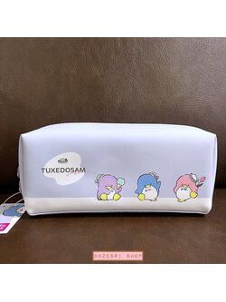 กระเป๋า Tuxedo Sam Three Brothers Pen Case สีม่วง แบบยาว ใส่เครื่องเขียนได้ ตรงลายที่เป็นโบว์เป็นแบบปัก ขนาด 8 x 18.5 x 6 ซม.