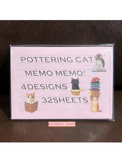 สมุดฉีก Pottering Cat จากญี่ปุ่น เป็นกระดาษหนาแข็ง ขนาด A7 (7.4 x 20.5 ซม.) มี 32 แผ่น