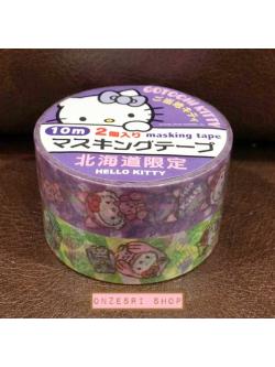 Sanrio Masking Tape Set 2 ม้วน จาก Hokkaido (Limited) เทปตกแต่งลาย Hello Kitty แบบสุนัขจิ้งจอก & นกฮูก แต่ละม้วนขนาดกว้าง 1.5 ซม. ยาว 10 ม.
