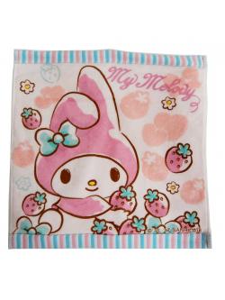 ผ้าขนหนู My Melody Strawberry ขอบสีชมพูฟ้า ขนาด 35 x 35 ซม.