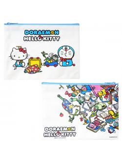 กระเป๋าผ้าเคลือบ Doraemon meets Hello Kitty ลาย Doraemon x Hello Kitty ขนาด 20 x 14.5 ซม.