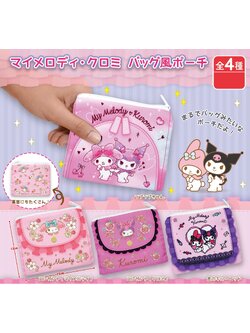 กระเป๋า My Melody Bag-Liked Pouch ขนาด 14.5 x 11.5 ซม. ทำเป็นลายกระเป๋าน่ารัก มีซิปปิดเปิดด้านบน ทำจากผ้า มี 4 แบบให้เลือก