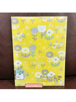 แฟ้ม A4 Rilakkuma สีเหลืองลายดอก ด้านในใส่เอกสารได้สองด้านซ้ายขวา เป็นแบบ pocket ใส่ได้ 10 ช่อง