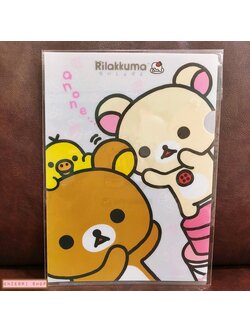 แฟ้ม A4 ลาย Rilakkuma & Korilakkuma สีโทนขาวชมพู