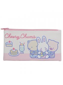กระเป๋า Cheery Chums Pen Case สีชมพู เป็นแบบแบน ใส่เครื่องเขียนได้ ขนาด 19 x 10 x 0.5 ซม.