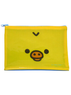 กระเป๋า Rilakkuma Vinyl Flat Pouch คอลเลกชั่น Chairoikoguma wants to grow up แบบ Kiiroitori สีเหลือง ขนาด 15 x 20 ซม.