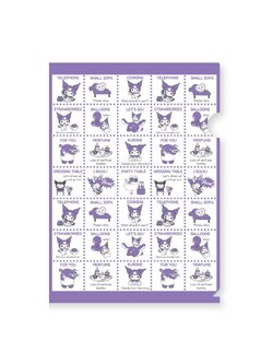 แฟ้ม A4 แบบ 1 ช่อง Sanrio Nostalgic Pattern แบบ Kuromi ทำเป็นลายย้อนยุค